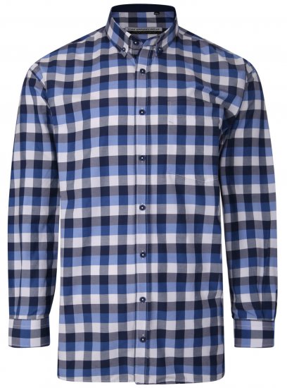 Kam Jeans P642 Premium Large Check Shirt LS Blue - Πουκάμισα - Aνδρικά πουκαμισα μεγαλα μεγάλα μεγέθη