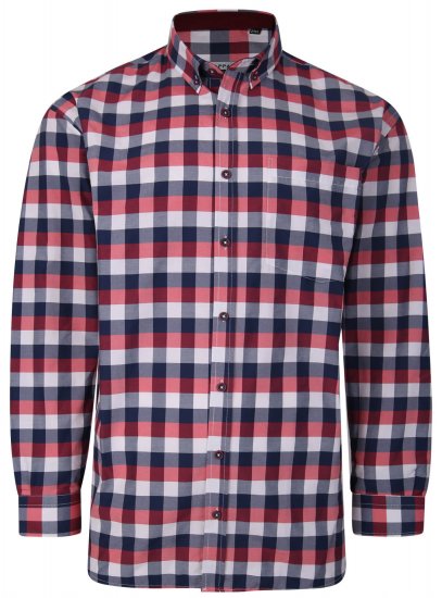 Kam Jeans P642 Premium Large Check Shirt LS Red - Πουκάμισα - Aνδρικά πουκαμισα μεγαλα μεγάλα μεγέθη