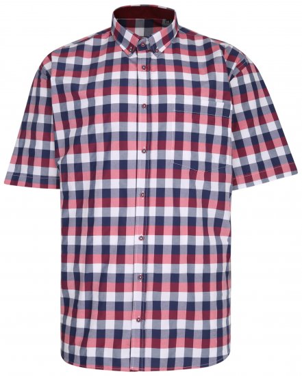 Kam Jeans 642 Premium Short Sleeve Shirt Red - Πουκάμισα - Aνδρικά πουκαμισα μεγαλα μεγάλα μεγέθη