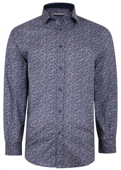 Kam Jeans P680 Floral Print Shirt Navy - Πουκάμισα - Aνδρικά πουκαμισα μεγαλα μεγάλα μεγέθη