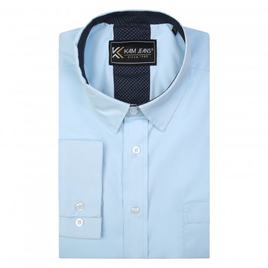 Kam Jeans P684 Premium Stretch Shirt Blue - Πουκάμισα - Aνδρικά πουκαμισα μεγαλα μεγάλα μεγέθη