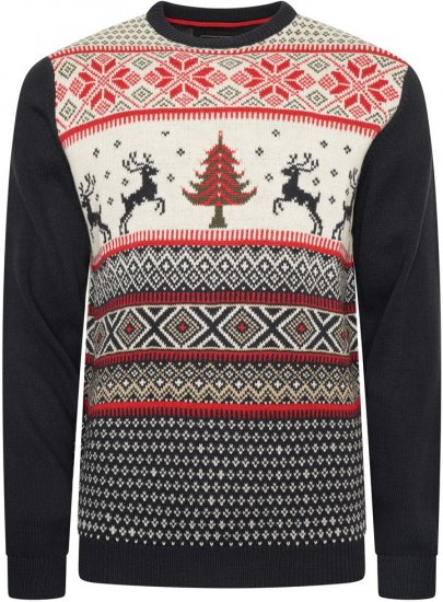 Kam Jeans X031 Reindeer Xmas Sweatshirt Navy - φούτερ/Φούτερ με κουκούλα - φούτερ/Φούτερ με κουκούλα ανδρικά μεγάλα μεγέθη 