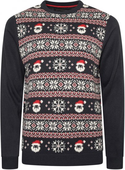 Kam Jeans X032 Snowflake Santa Xmas Sweatshirt Navy - φούτερ/Φούτερ με κουκούλα - φούτερ/Φούτερ με κουκούλα ανδρικά μεγάλα μεγέθη 