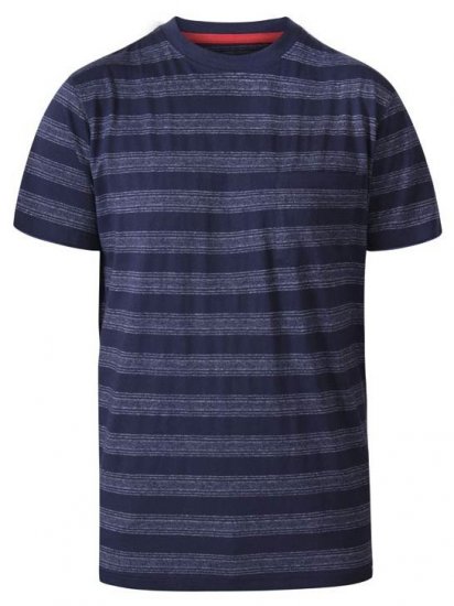 D555 Keegan Crew Neck Stripe T-Shirt Navy - Μακό μπλουζάκια - Aνδρικά μπλουζεσ μεγάλα μεγέθη
