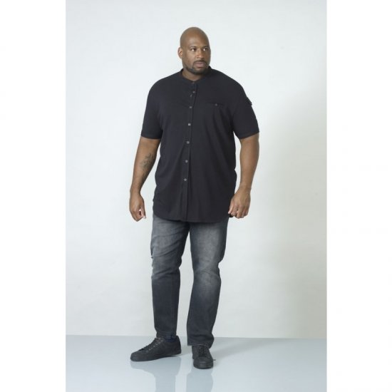 D555 Archer Collarless Shirt Black - Πουκάμισα - Aνδρικά πουκαμισα μεγαλα μεγάλα μεγέθη