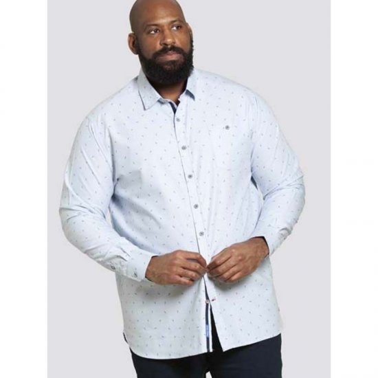 D555 Addington Printed Oxford Shirt Blue - Πουκάμισα - Aνδρικά πουκαμισα μεγαλα μεγάλα μεγέθη