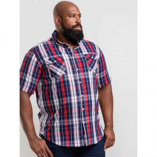 D555 Terell Shirt Navy/Red - Πουκάμισα - Aνδρικά πουκαμισα μεγαλα μεγάλα μεγέθη