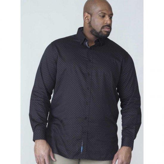 D555 Jahine Long Sleeve Printed Shirt Black - Πουκάμισα - Aνδρικά πουκαμισα μεγαλα μεγάλα μεγέθη