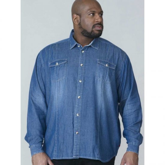 D555 Adcock Long Sleeve Vintage Denim Shirt - Πουκάμισα - Aνδρικά πουκαμισα μεγαλα μεγάλα μεγέθη
