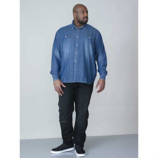 D555 Adcock Long Sleeve Vintage Denim Shirt - Πουκάμισα - Aνδρικά πουκαμισα μεγαλα μεγάλα μεγέθη
