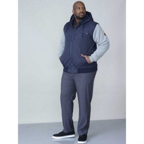 D555 Willie Hooded Quilted Jacket with Fleece sleeves - Μπουφάν - Aνδρικά μπουφαν μεγάλα μεγέθη