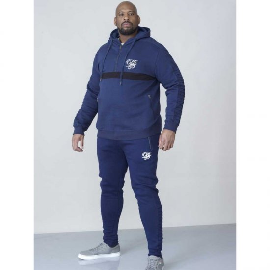D555 Sergio Half Zip Hoodie Navy - φούτερ/Φούτερ με κουκούλα - φούτερ/Φούτερ με κουκούλα ανδρικά μεγάλα μεγέθη 