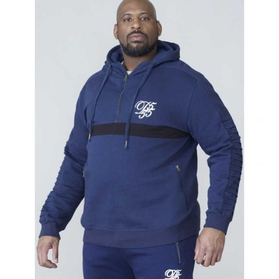 D555 Sergio Half Zip Hoodie Navy - φούτερ/Φούτερ με κουκούλα - φούτερ/Φούτερ με κουκούλα ανδρικά μεγάλα μεγέθη 
