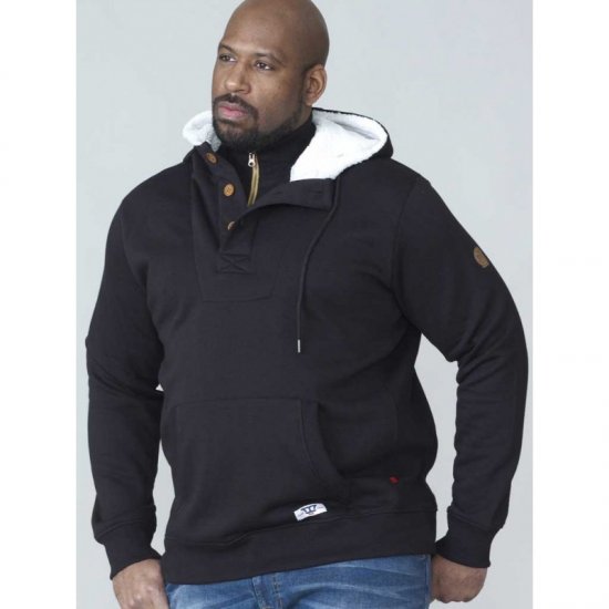 D555 Lorenzo Half zip Hoodie Black - φούτερ/Φούτερ με κουκούλα - φούτερ/Φούτερ με κουκούλα ανδρικά μεγάλα μεγέθη