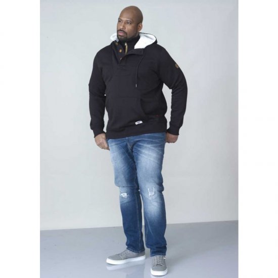 D555 Lorenzo Half zip Hoodie Black - φούτερ/Φούτερ με κουκούλα - φούτερ/Φούτερ με κουκούλα ανδρικά μεγάλα μεγέθη