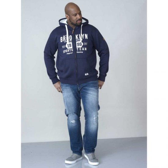 D555 Thurston Full Zip Hoodie Navy - φούτερ/Φούτερ με κουκούλα - φούτερ/Φούτερ με κουκούλα ανδρικά μεγάλα μεγέθη 