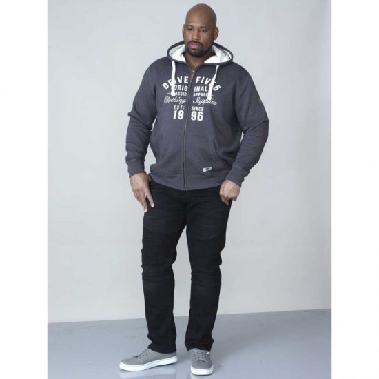 D555 Vadal Full Zip Hoodie Charcoal - φούτερ/Φούτερ με κουκούλα - φούτερ/Φούτερ με κουκούλα ανδρικά μεγάλα μεγέθη 
