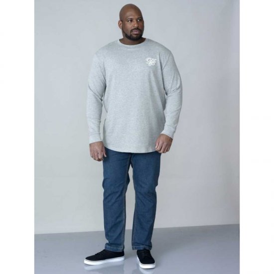 D555 Plato Long Sleeve T-shirt Grey - Μακό μπλουζάκια - Aνδρικά μπλουζεσ μεγάλα μεγέθη