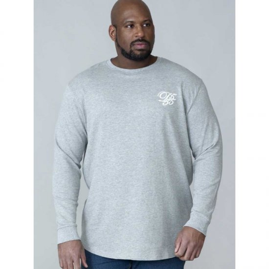 D555 Plato Long Sleeve T-shirt Grey - Μακό μπλουζάκια - Aνδρικά μπλουζεσ μεγάλα μεγέθη