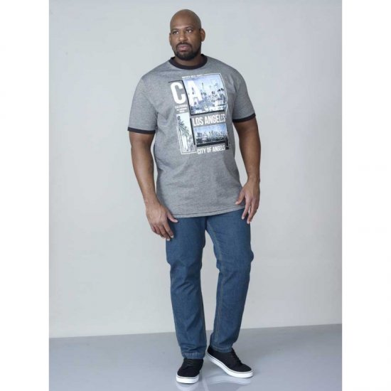 D555 Howie Fine Stripe T-shirt Grey - Μακό μπλουζάκια - Aνδρικά μπλουζεσ μεγάλα μεγέθη
