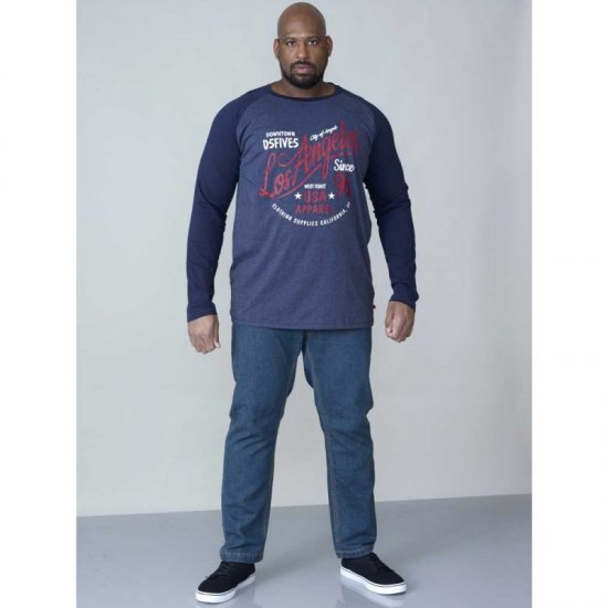 D555 Neill Long Sleeve T-shirt Navy - Μακό μπλουζάκια - Aνδρικά μπλουζεσ μεγάλα μεγέθη