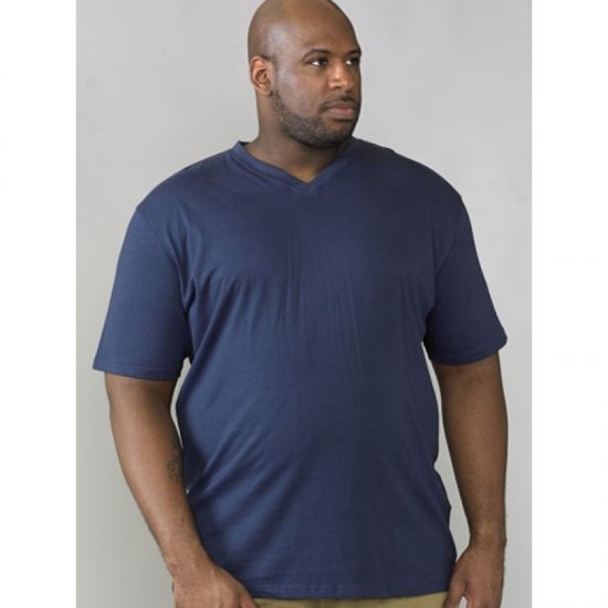 D555 Signature V-neck T-shirt Navy - Μακό μπλουζάκια - Aνδρικά μπλουζεσ μεγάλα μεγέθη