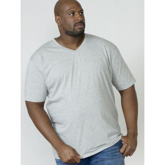 D555 Signature V-neck T-shirt Grey - Μακό μπλουζάκια - Aνδρικά μπλουζεσ μεγάλα μεγέθη