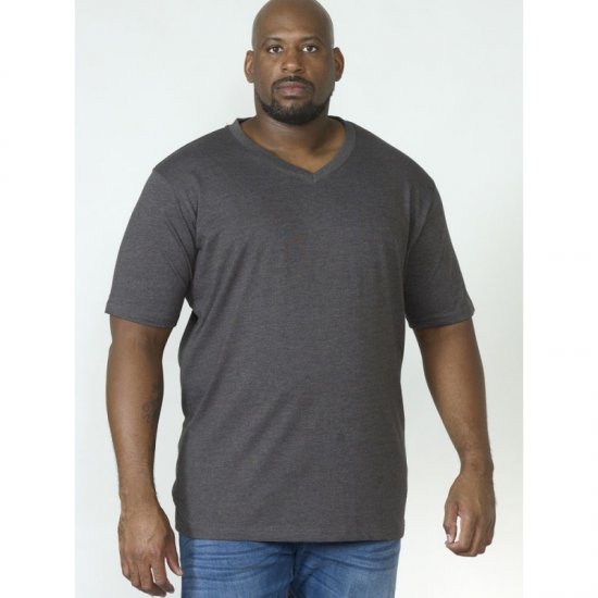 D555 Signature V-neck T-shirt Charcoal - Μακό μπλουζάκια - Aνδρικά μπλουζεσ μεγάλα μεγέθη
