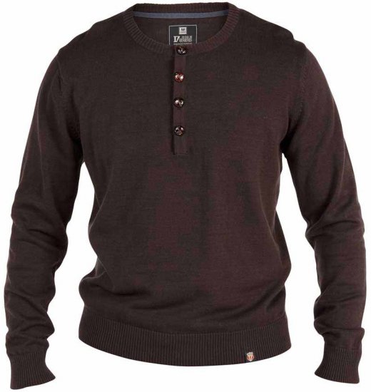 D555 Grandad Knitted Sweater Brown - φούτερ/Φούτερ με κουκούλα - φούτερ/Φούτερ με κουκούλα ανδρικά μεγάλα μεγέθη 