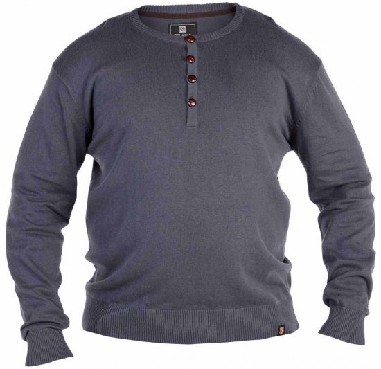 D555 Grandad Knitted Sweater Charcoal - φούτερ/Φούτερ με κουκούλα - φούτερ/Φούτερ με κουκούλα ανδρικά μεγάλα μεγέθη 