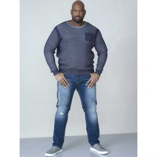 D555 Bryson Crewneck Sweater with Pocket Navy - φούτερ/Φούτερ με κουκούλα - φούτερ/Φούτερ με κουκούλα ανδρικά μεγάλα μεγέθη 