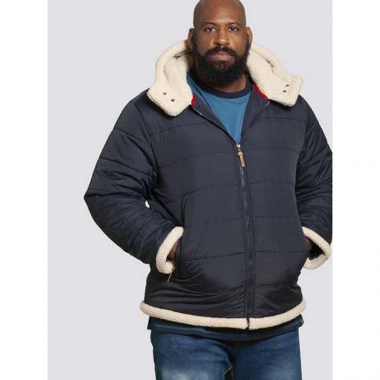 D555 Hudson Hooded Puffer Jacket Navy - Μπουφάν - Aνδρικά μπουφαν μεγάλα μεγέθη