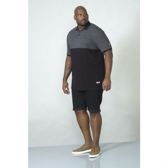 D555 Stefhen Polo Black - Πόλο μπλουζάκια - Aνδρικά μπλουζακια πολο μεγάλα μεγέθη