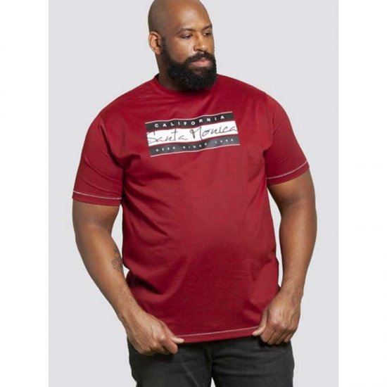 D555 Tempa T-shirt Red - Μακό μπλουζάκια - Aνδρικά μπλουζεσ μεγάλα μεγέθη