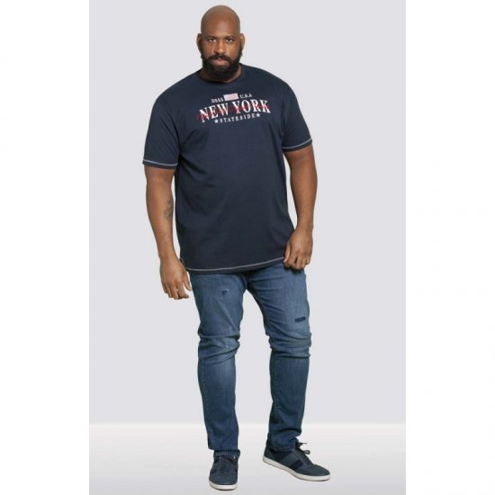 D555 Thornton Embroidery T-shirt Navy - Μακό μπλουζάκια - Aνδρικά μπλουζεσ μεγάλα μεγέθη