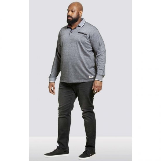 D555 Brockville Long Sleeve Polo Grey - Πόλο μπλουζάκια - Aνδρικά μπλουζακια πολο μεγάλα μεγέθη