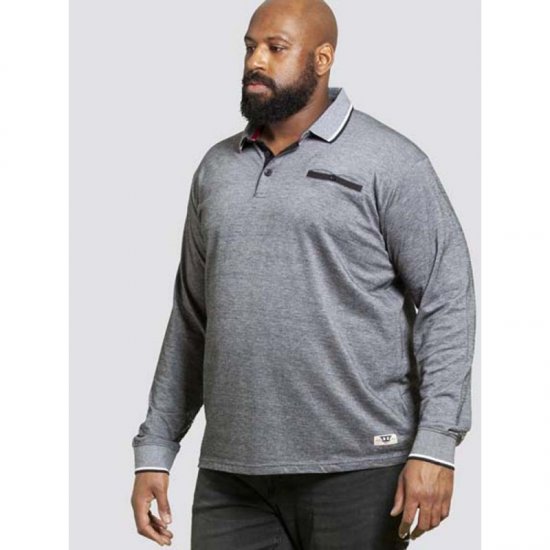 D555 Brockville Long Sleeve Polo Grey - Πόλο μπλουζάκια - Aνδρικά μπλουζακια πολο μεγάλα μεγέθη