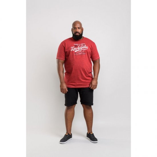 D555 Shelton T-shirt Red - Μακό μπλουζάκια - Aνδρικά μπλουζεσ μεγάλα μεγέθη