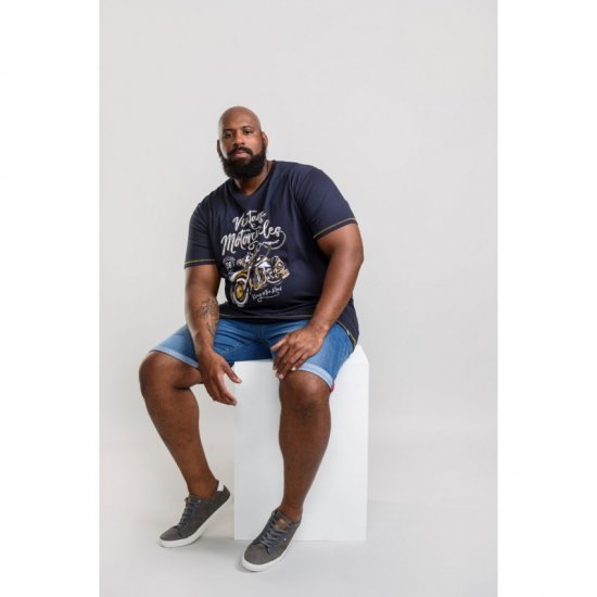 D555 Slater T-shirt Navy - Μακό μπλουζάκια - Aνδρικά μπλουζεσ μεγάλα μεγέθη