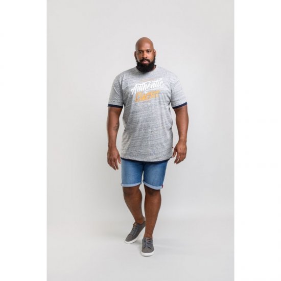 D555 Finn T-shirt Grey - Μακό μπλουζάκια - Aνδρικά μπλουζεσ μεγάλα μεγέθη