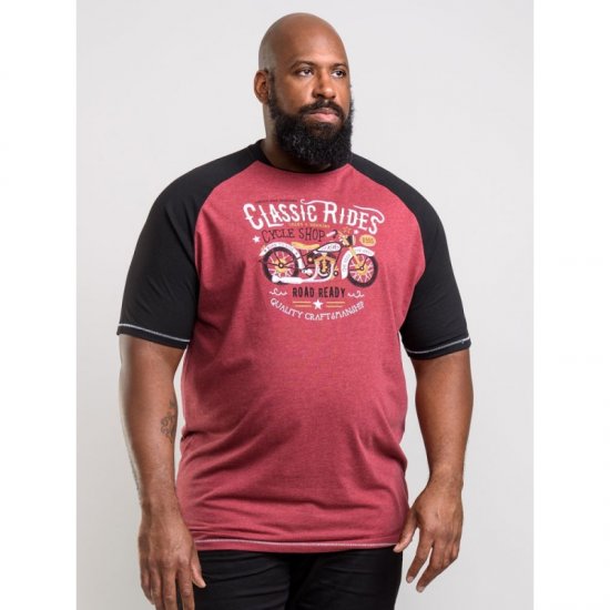 D555 Evans T-shirt Burgundy - Μακό μπλουζάκια - Aνδρικά μπλουζεσ μεγάλα μεγέθη