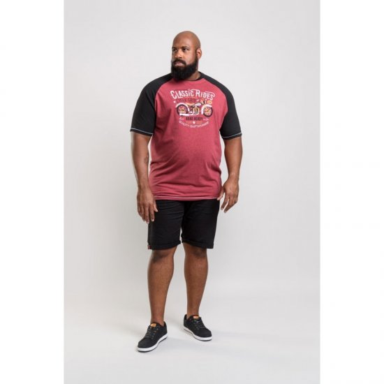 D555 Evans T-shirt Burgundy - Μακό μπλουζάκια - Aνδρικά μπλουζεσ μεγάλα μεγέθη