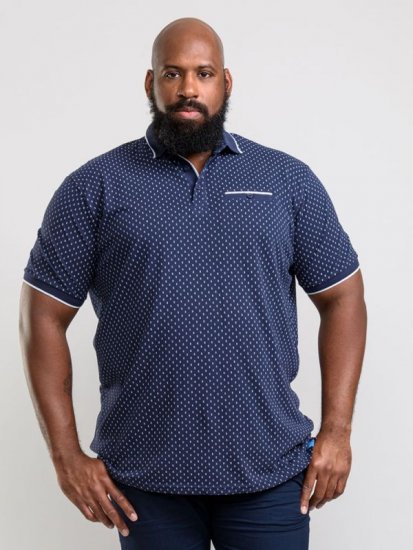 D555 Rogers Printed Polo Navy - Πόλο μπλουζάκια - Aνδρικά μπλουζακια πολο μεγάλα μεγέθη