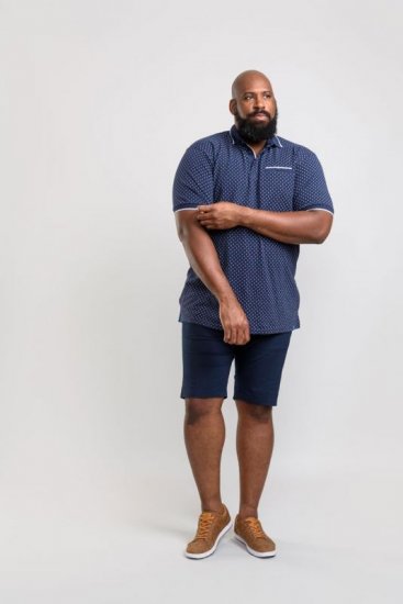 D555 Rogers Printed Polo Navy - Πόλο μπλουζάκια - Aνδρικά μπλουζακια πολο μεγάλα μεγέθη