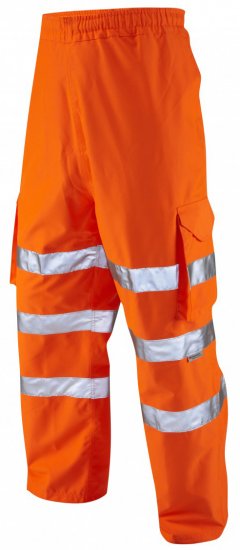 Leo Instow Breathable Executive Cargo Rain pants Hi-Vis Orange - Ρούχα εργασίας - Aνδρικά ρούχα εργασίας μεγάλα μεγέθη