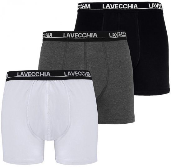 Lavecchia 1020 Boxershorts 3-pack Black/Charcoal/White - Εσώρουχα/Μαγιό - Aνδρικά Εσώρουχα μεγάλα μεγέθη