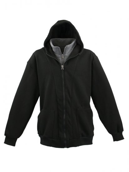 Lavecchia 109 Two-in-one Zipper Hoodie Black/Charcoal - φούτερ/Φούτερ με κουκούλα - φούτερ/Φούτερ με κουκούλα ανδρικά μεγάλα μεγέθη 