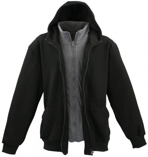 Lavecchia 109 Two-in-one Zipper Hoodie Black/Charcoal - φούτερ/Φούτερ με κουκούλα - φούτερ/Φούτερ με κουκούλα ανδρικά μεγάλα μεγέθη 