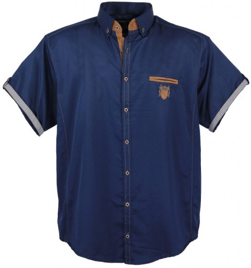 Lavecchia 1128 Short sleeve Shirt Navy - Πουκάμισα - Aνδρικά πουκαμισα μεγαλα μεγάλα μεγέθη