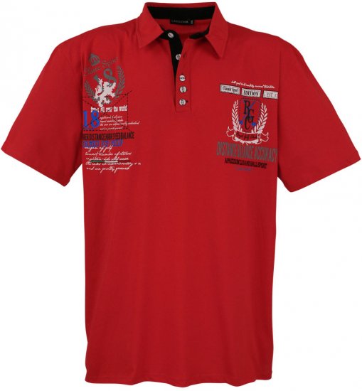 Lavecchia 2038 Printed Jersey Poloshirt Red - Πόλο μπλουζάκια - Aνδρικά μπλουζακια πολο μεγάλα μεγέθη